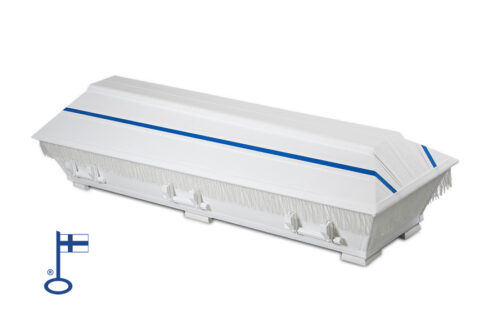 Kannessa on suomenlipun värinen nauha